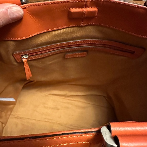 Ann Taylor Orange Leather Square Tote - Picture 11 of 13